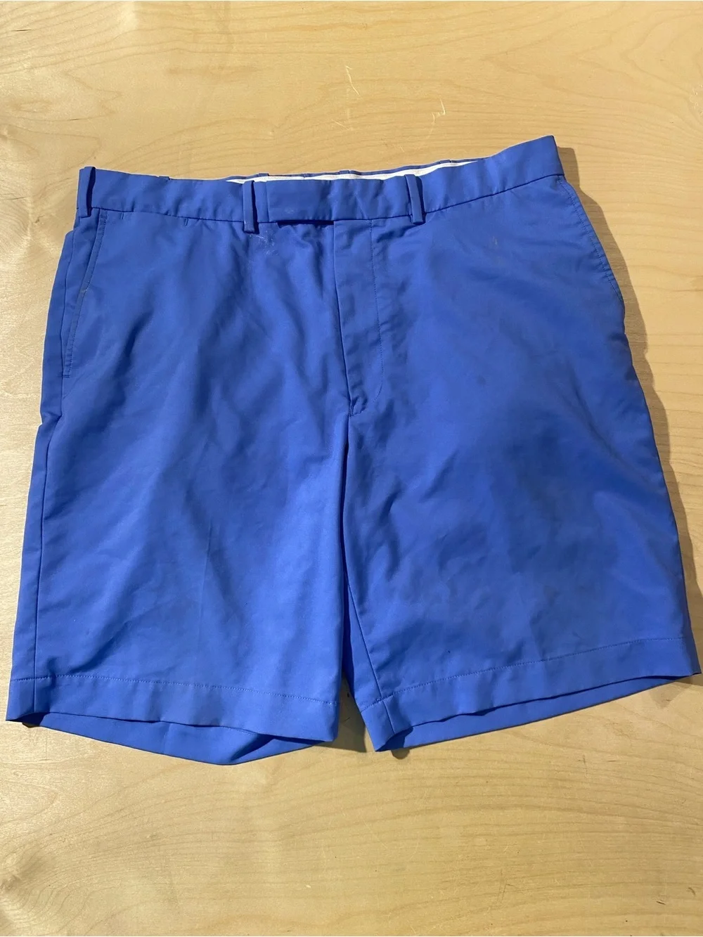 Ralph Lauren Royal Blue Flat-Front Cotton Shorts 38 (RS)